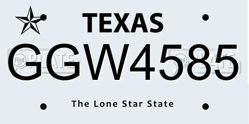 GGW4585 Texas License Plate