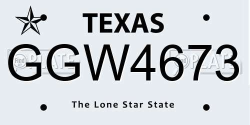 GGW4673 Texas License Plate