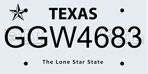 GGW4683 Texas License Plate