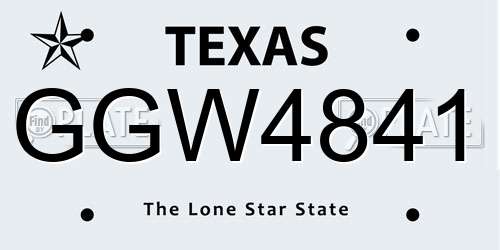 GGW4841 Texas License Plate