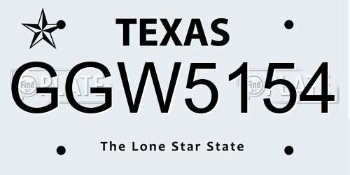 GGW5154 Texas License Plate