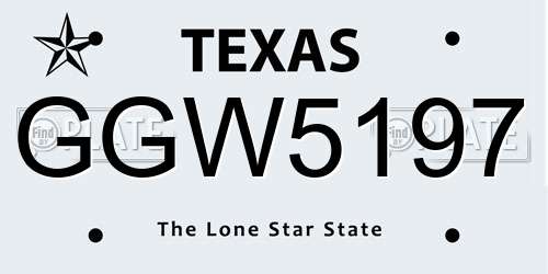 GGW5197 Texas License Plate