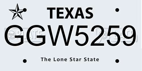 GGW5259 Texas License Plate