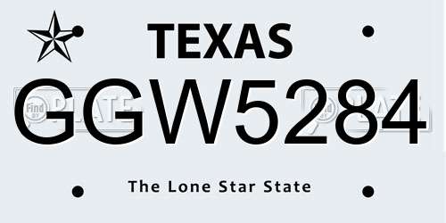 GGW5284 Texas License Plate