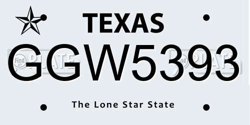 GGW5393 Texas License Plate