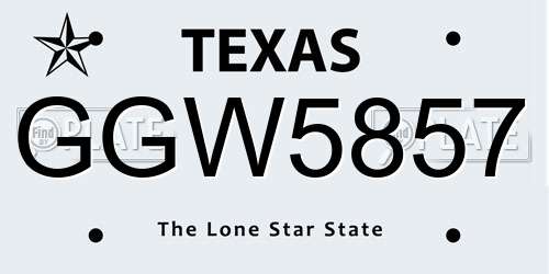 GGW5857 Texas License Plate