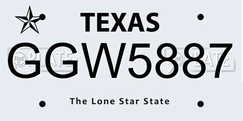 GGW5887 Texas License Plate