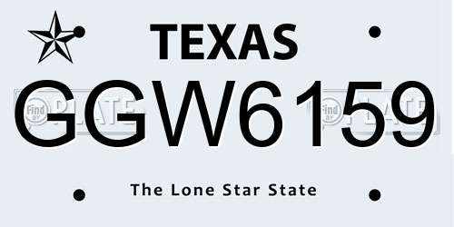 GGW6159 Texas License Plate