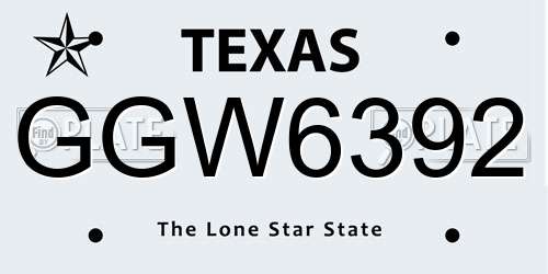 GGW6392 Texas License Plate