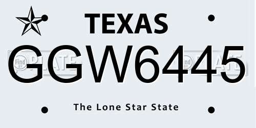 GGW6445 Texas License Plate