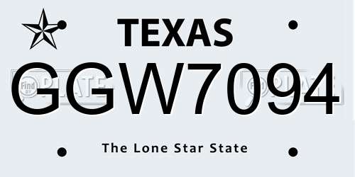 GGW7094 Texas License Plate