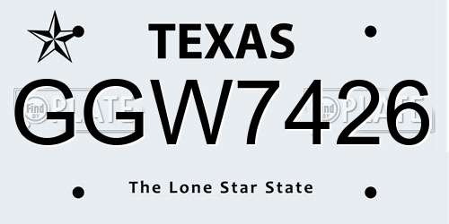 GGW7426 Texas License Plate