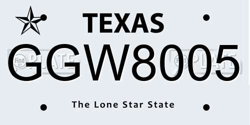 GGW8005 Texas License Plate