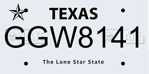GGW8141 Texas License Plate