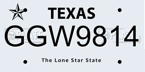 GGW9814 Texas License Plate