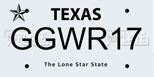 GGWR17 Texas License Plate