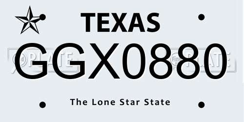 GGX0880 Texas License Plate