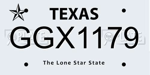 GGX1179 Texas License Plate
