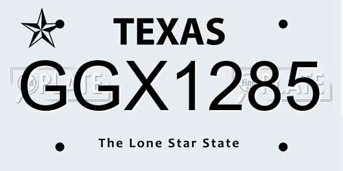 GGX1285 Texas License Plate
