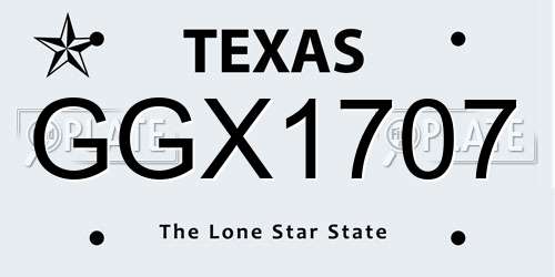 GGX1707 Texas License Plate