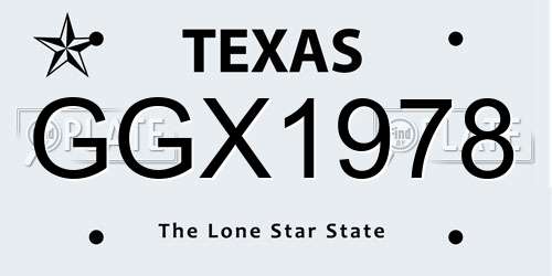GGX1978 Texas License Plate