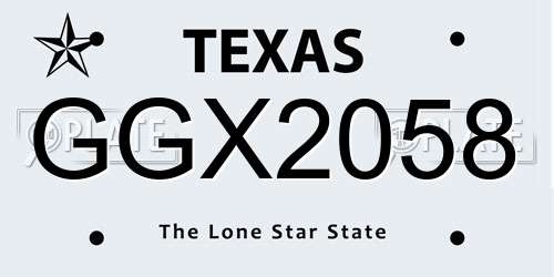 GGX2058 Texas License Plate
