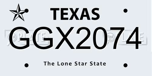GGX2074 Texas License Plate