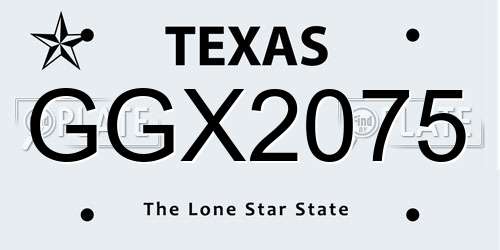 GGX2075 Texas License Plate
