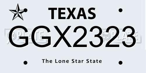GGX2323 Texas License Plate