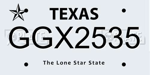 GGX2535 Texas License Plate