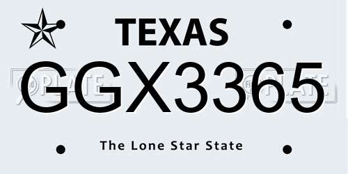 GGX3365 Texas License Plate