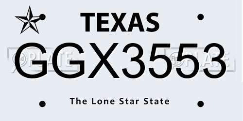 GGX3553 Texas License Plate