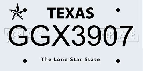 GGX3907 Texas License Plate