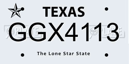 GGX4113 Texas License Plate