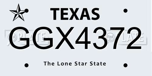 GGX4372 Texas License Plate