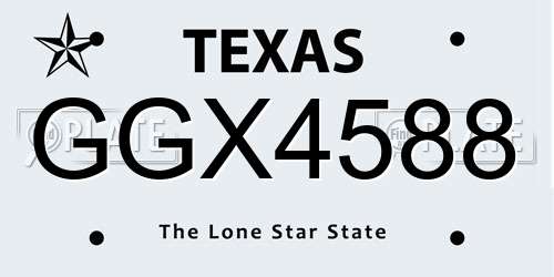 GGX4588 Texas License Plate