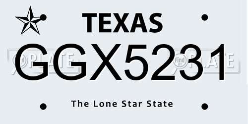 GGX5231 Texas License Plate