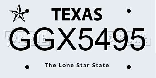 GGX5495 Texas License Plate
