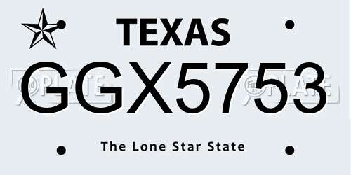 GGX5753 Texas License Plate