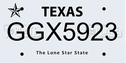 GGX5923 Texas License Plate