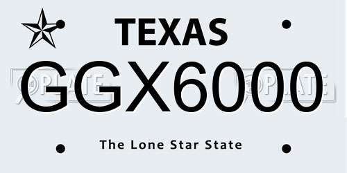GGX6000 Texas License Plate
