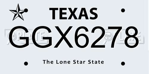 GGX6278 Texas License Plate