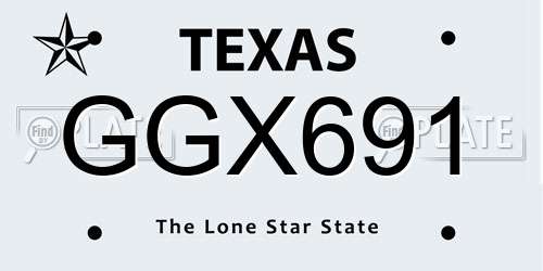 GGX691 Texas License Plate