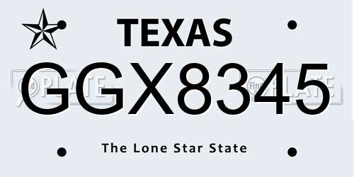 GGX8345 Texas License Plate