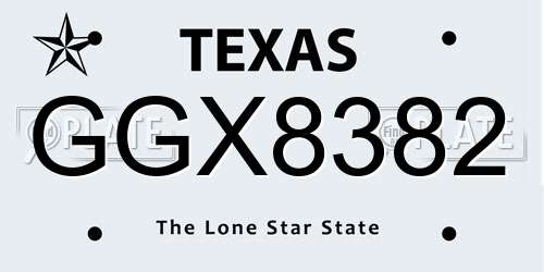 GGX8382 Texas License Plate