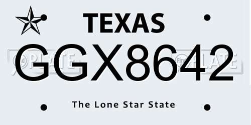 GGX8642 Texas License Plate