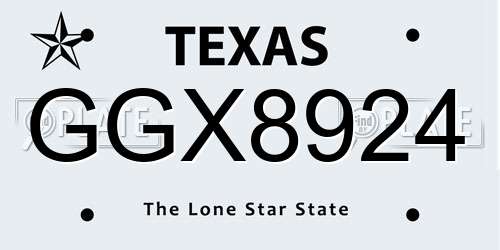 GGX8924 Texas License Plate
