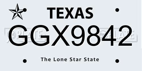 GGX9842 Texas License Plate