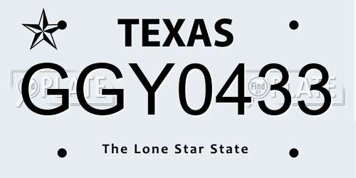 GGY0433 Texas License Plate