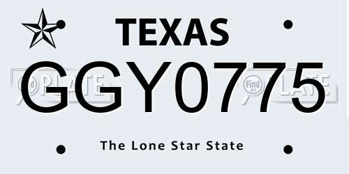 GGY0775 Texas License Plate